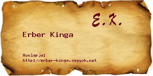 Erber Kinga névjegykártya